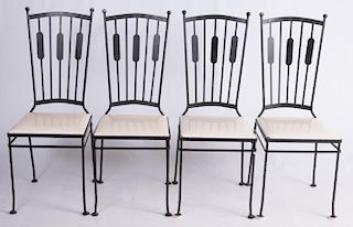 Mid-Century Iron Dining Chairs, Set of Four (4)