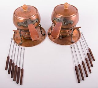 Stockli Netstal Copper Fondue Pots, Pair