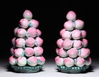 Pair of Chinese Porcelain Peaches Sculptures