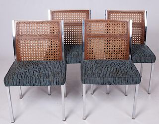 Chrome Chairs w/ Cane Backs, Set of Four (4)