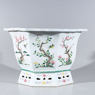 Large Chinese Enameled Porcelain Planter
