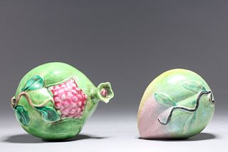 Two Chinese Porcelain Decorative Fruits