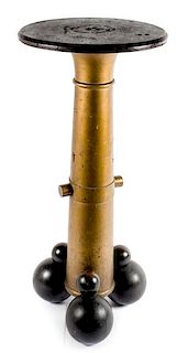 Gun Cannon Barrel GAR Table with Cannonball Formed Base 