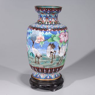 Large Chinese Cloisonne Enameled Vase