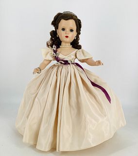 Madame Alexander hard plastic "Princess Margaret Rose". 18" doll with synthetic wig in original set (slightly mussed), sleep eyes with eyelashes, pier