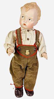 Reproduction Heubach 8648 Character Pouty. 19" solid dome boy with molded and painted hair and facial features, intaglio eyes, closed mouth, on five-p