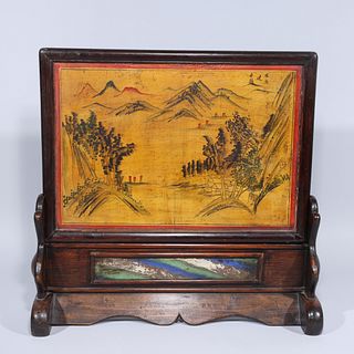 Large Antique Chinese Painted Table Screen