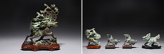 Group of Five Chinese Hardstone Carvings