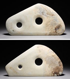 Two Chinese Archaistic Hardstone Axe Heads