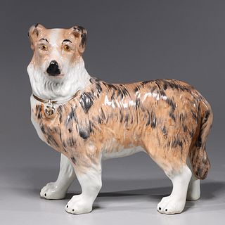 Antique English Staffordshire Porcelain Dog