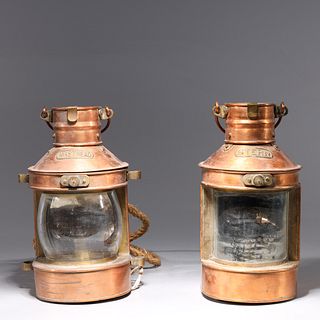 Two Antique Tung Woo Metal Lanterns