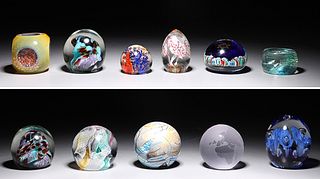 Group of Ten Assorted Glass Paperweights