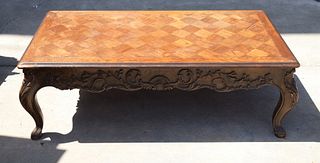 Antique Carved Wood Inlay Table
