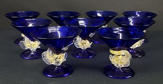Set of 12 Venitian Champagne Glasses, C. 1930's