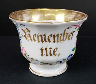 German Porcelain Cup, C. 1900 " Remember Me"