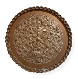 A Large Persian Hand Carving Copper Tray