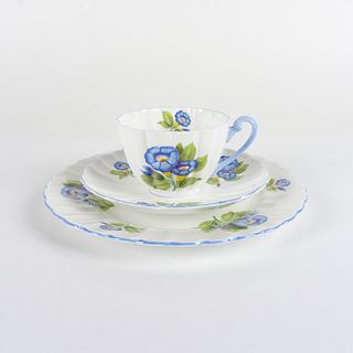 3pc Shelley England Ludlow Cup and Saucer, Morning Glory