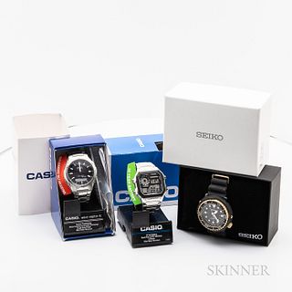 Three Contemporary Wristwatches with Box and Papers