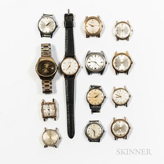 Six Gruen and Seven Elgin Wristwatches