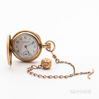 Waltham 14kt Gold Hunter-case Pendant Watch and Chain