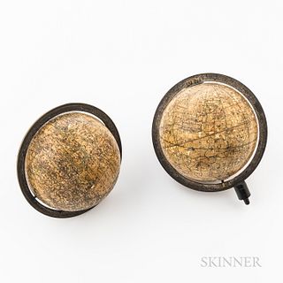 Two J & W Cary 3-inch Pocket Globes