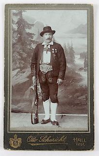 CVD of an Armed Tyrolian Jager in Traditional Dress, ca. 1900 