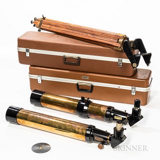 Two Tele Vue "Renaissance" Brass Refractor Telescope and One Tripod