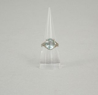 14K Yellow White Gold Ring with Faceted Stone.