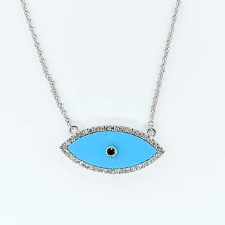 Turquoise, Sapphire & Diamond "Evil Eye" Necklace