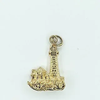 Solid 14K Gold Lighthouse Charm / Pendant