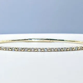 14k Yellow Gold Diamond & Bead Bracelet