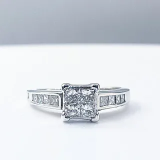 14k White Gold Quad-Set Diamond Ring