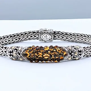 John Hardy Citrine & Sterling Silver "Caviar" Bracelet
