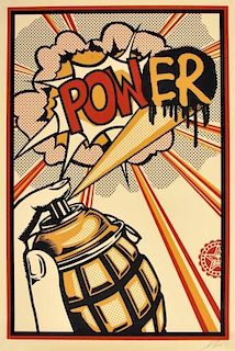 Shepard Fairey 'Power' Lithograph, Signed