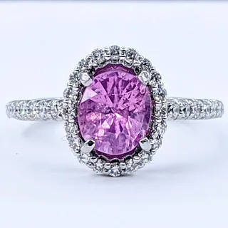 Vivid Pink Sapphire & Diamond Cocktail Ring