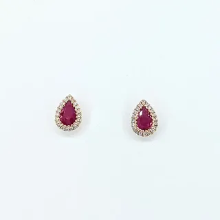 Cute Ruby & Diamond Stud Earrings