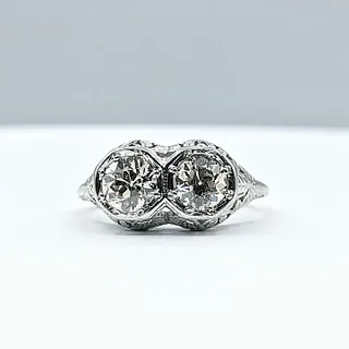 Art Deco Twin Diamond & Platinum Engagement Ring
