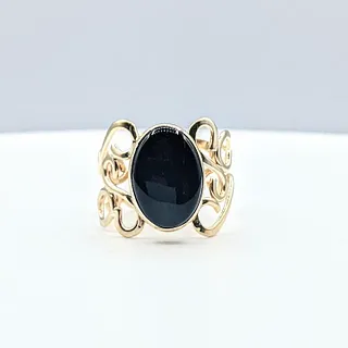 Stylish Onyx & 14K Gold Fashion Ring