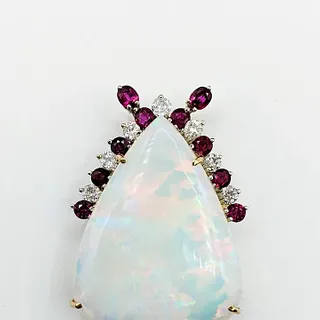 Impressive Opal, Ruby & Diamond Pendant