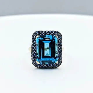 Fabulous Blue Topaz & Sapphire Cocktail Ring