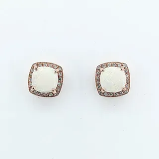 Colorful Opal & Diamond Halo Stud Earrings