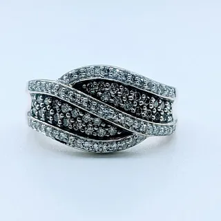 Beautiful White & Champagne Diamond Dress Ring