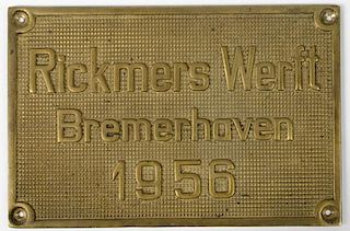 German Post-War Brass Maritime Sign 