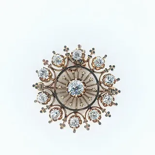 Vintage Brilliant Cut Diamond "Wheel" Brooch / Pendant