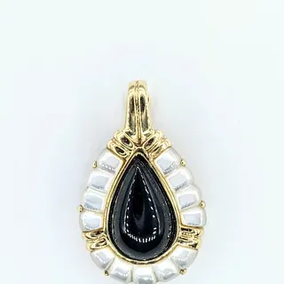 Beautiful Onyx & Carved Mother of Pearl Pendant