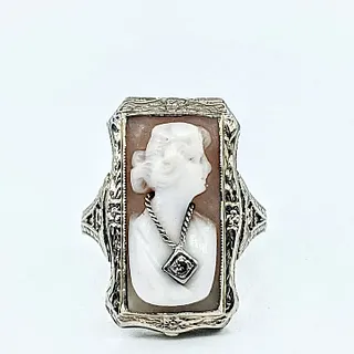Art Deco Bejeweled Cameo "Poison" Ring