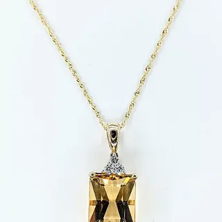 Sunny Citrine & Diamond Pendant Necklace