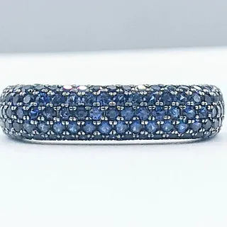 Pave Sapphire & 14K White Gold Ring