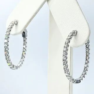 Fabulous 2 Carat Diamond Oval Hoop Earrings