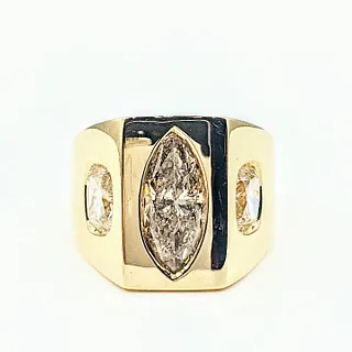 Bold Marquise & Cushion Cut Diamond Ring - 18K Gold